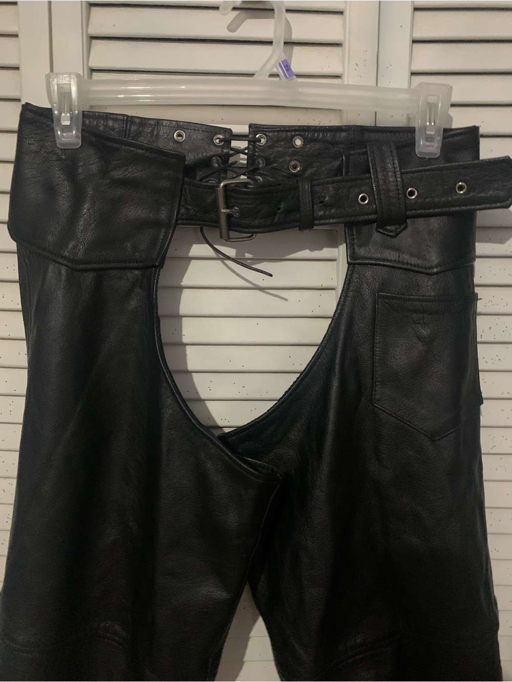 Interstate Leather Riding Motorcycle Rodeo Chaps Black Size Large - Picture 2 of 11